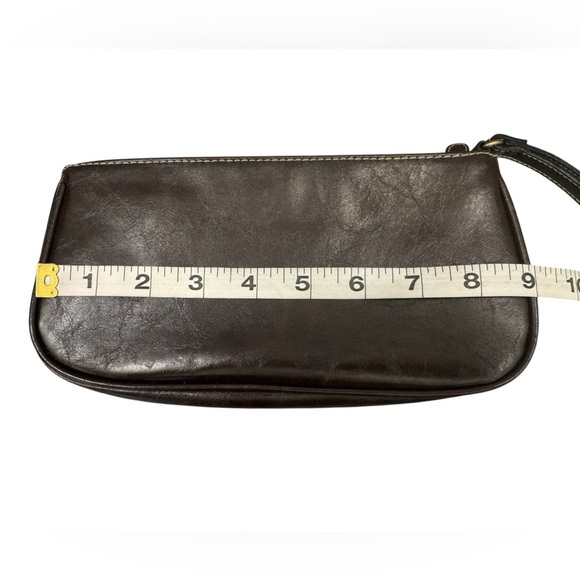 Unbranded faux Leather Y2K 2000s Style Chocolate Brown Zip Closure Wristlet - Picture 5 of 9